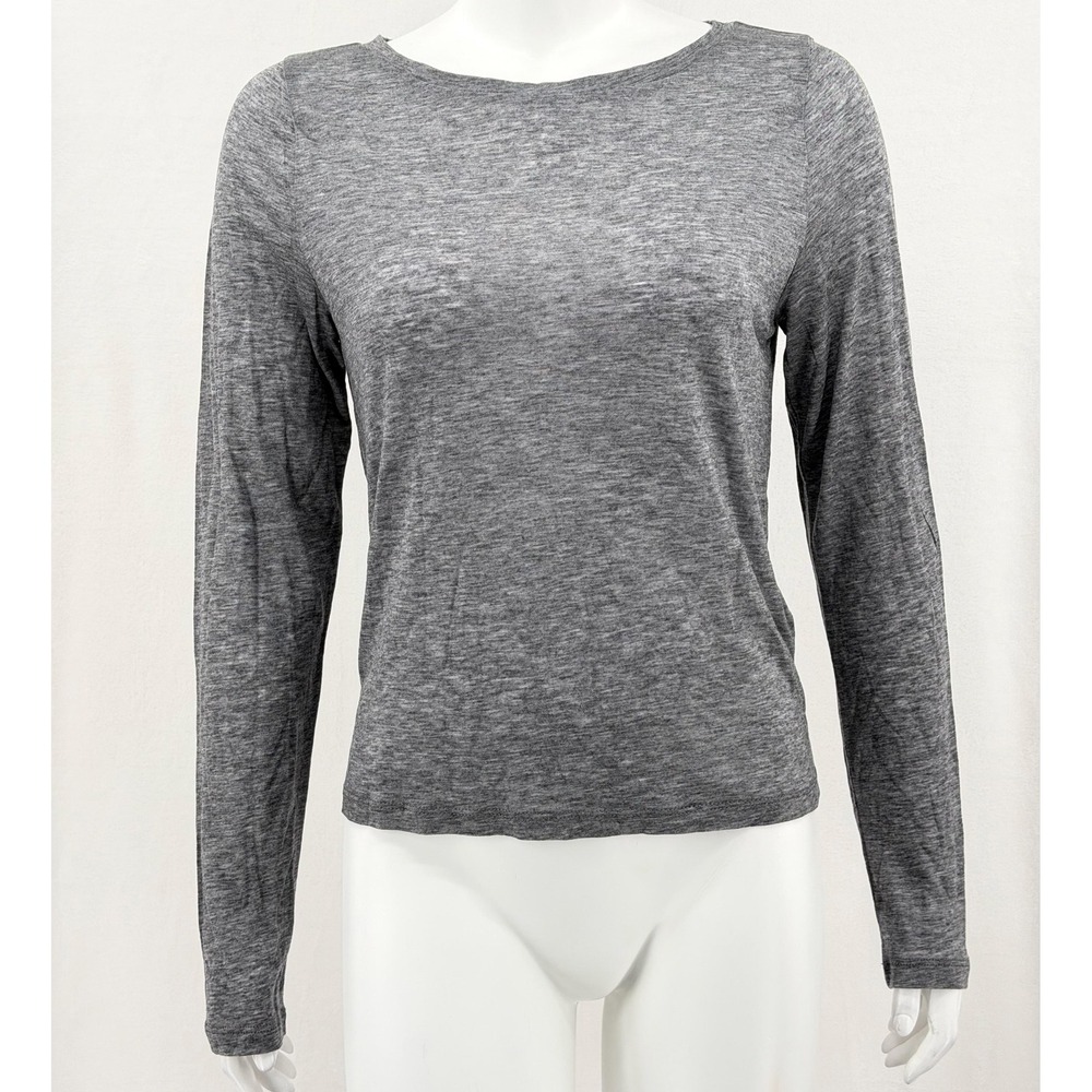 Madewell Top Womens Large Gray Long Sleeve Wool Blend Sheer Lightweight‎ Basic